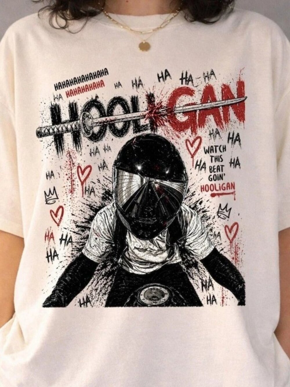 Hooligan Biker Graphic Unisex T Shirt